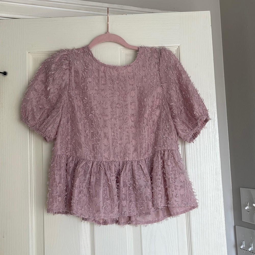 Love Riche Sheer Peplum with Shoulder Pads Size Small